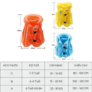 [TẶNG BƠM] Áo Phao Bơi Trẻ Em, Áo Phao Tập Bơi cho bé Từ 1-12 Tuổi, Áo phao Bơm Hơi Cho Bé Có Khóa