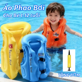 [TẶNG BƠM] Áo Phao Bơi Trẻ Em, Áo Phao Tập Bơi cho bé Từ 1-12 Tuổi, Áo phao Bơm Hơi Cho Bé Có Khóa