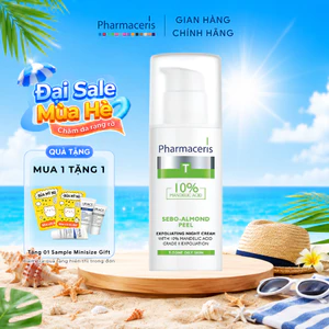 Kem dưỡng Pharmaceris 5% & 10% Mandelic Acid Sebo Almond Peel giảm dầu mụn ngăn bít tắc sáng da 50ml