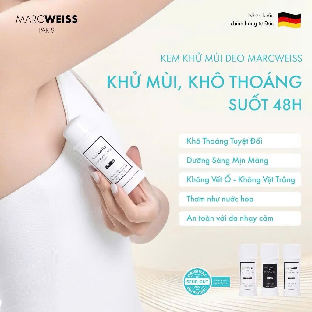 Lăn khử mùi Deo hương cam quýt MarcWeiss Paris 4 trong 1 dạng kem, dưỡng sáng da, ngăn mồ hôi từ Đức 40ml