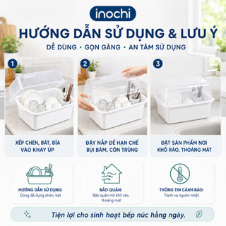 Kệ chén bát Inochi- Tokyo (có nắp) màu Trắng ngọc/Xanh nhạt/Xanh bạc hà
