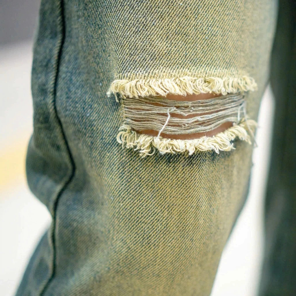 Quần jean nam rách ống suông phong cách streetwear Hàn Quốc cá tính học sinh, sinh viên
