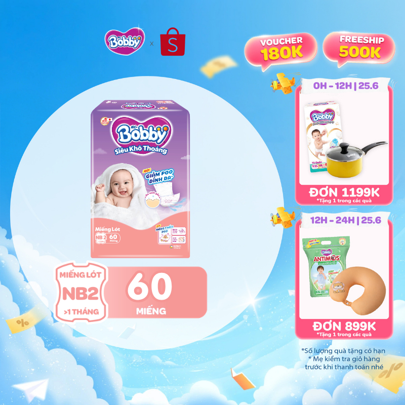 Miếng lót sơ sinh Bobby Newborn 2-60 miếng