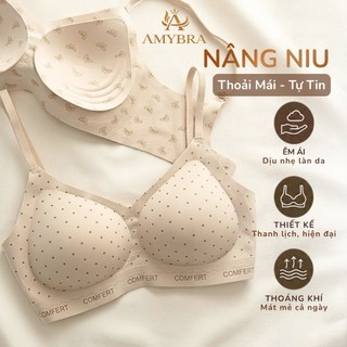 Áo Ngực Nữ AMYBRA Đúc Su Không Gọng Mềm Mại, Áo Lót Nữ Mút Mỏng Mềm Mại Họa Tiết Thời Trang A3854