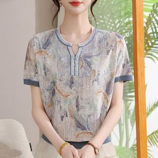 Áo thun ngắn tay mỏng mùa hè cho mẹ trung niên 40 tuổi, áo thun mùa hè cho phụ nữ trung niên và người lớn tuổi