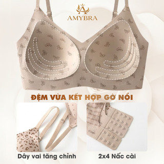 Áo Ngực Nữ AMYBRA Đúc Su Không Gọng Mềm Mại, Áo Lót Nữ Mút Mỏng Mềm Mại Họa Tiết Thời Trang A3854