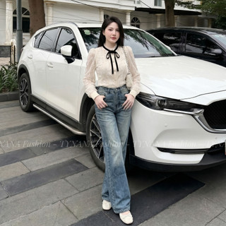 (Sang Trọng)Áo Kiểu Nữ Tiểu Thư Phối Nơ Ren Thanh Lịch - Áo Sơ Mi Tay Bồng Cao Cấp Phong Cách Lịch Sự |219