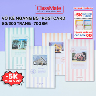 Combo 5 Vở Kẻ Ngang BST "Post Card" Classmate Giấy Vàng Chống Mỏi Mắt, Giấy Ăn Mực 70GSM, Bìa Cao Cấp Chống Nước