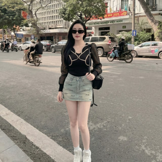 Áo Thun Nữ Cổ Tim Body, Áo Sơ Mi Phối Bèo Dáng Tiểu Thư Thanh Lịch mã 226