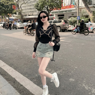 Áo Thun Nữ Cổ Tim Body, Áo Sơ Mi Phối Bèo Dáng Tiểu Thư Thanh Lịch mã 226