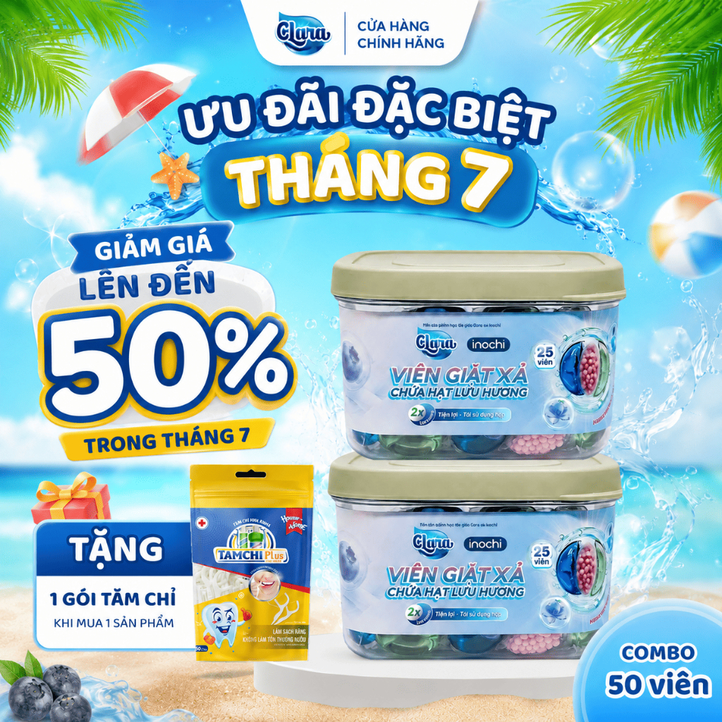 Combo 2 Hộp Viên Giặt Xả Clara 3in1 Hương Quả Mọng & Hoa Phấn VGLH01, Sạch Sâu, Khử Mùi, Lưu Hương Hàng Chính Hãng