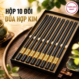 Combo 2 Hộp 10 Đôi Đũa Hợp Kim Mạ Vàng (20 đôi)