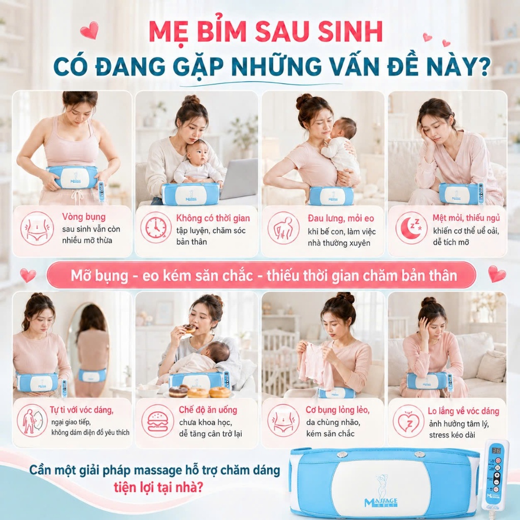 Máy Rung Giảm Mỡ Bụng Tại Nhà, Máy Massage Bụng Đốt Mỡ Hiệu Quả Nhanh Cải Thiện Vòng Eo Sau Sinh Đẻ