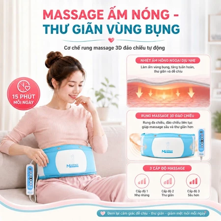 Đai Quấn Nóng Massage Giảm Béo Mỡ Bụng, Máy Mát Xa Rung Lắc Giảm Mỡ Bụng Dưới Sau Sinh sau 20 Ngày
