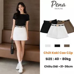 Chân Váy Kaki Nữ Dáng Ngắn Chữ A Có Lót Trong Chân Váy Kaki Ngăn Cạp Cao Basic Bigsize - Pena House 2812