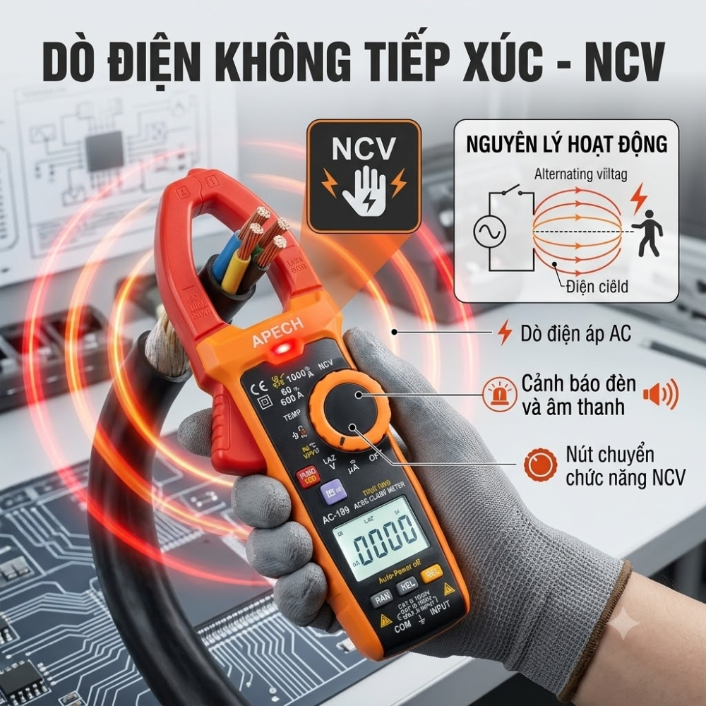 Ampe Kìm Đo Dòng AC/DC APECH AC199 TrueRMS, Thang Lớn 1000V/1000A, Cao Cấp Chính Xác - Anh Phát