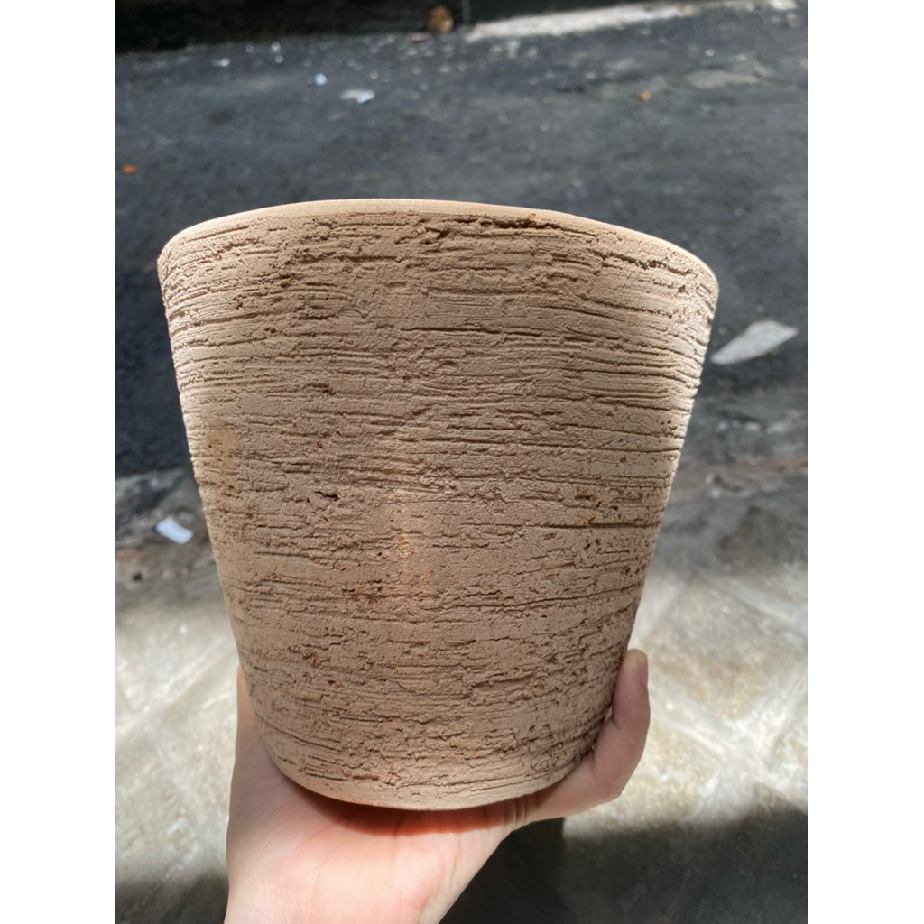 Chậu Vót Cào Xướt -Chậu Đất Nung Terracotta-tặng kèm lót chậu