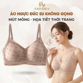 Áo Ngực Nữ AMYBRA Đúc Su Không Gọng Mềm Mại, Áo Lót Nữ Mút Mỏng Mềm Mại Họa Tiết Thời Trang A3854