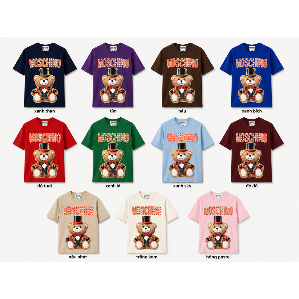 Áo thun nam nữ Cotton fom rộng oversize Moschino circus