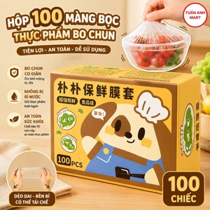 Hộp 100 màng bọc thực phẩm bo chun co giãn hình cún dễ thương