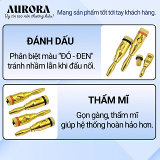 Giắc bắp chuối mạ vàng 24k - Jack đánh dấu đỏ đen - Tiếp xúc ổn định với loa, amply, mixer