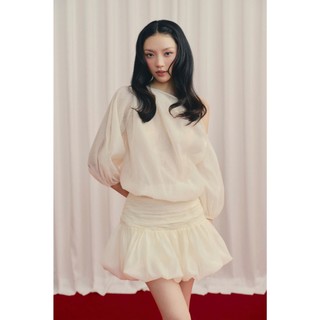 Set OLV dự tiệc lệch vai dáng ngắn Ivory Puff Sleeve One Shoulder Mini Dress
