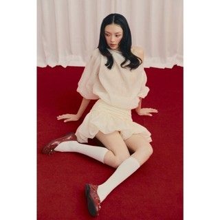 Set OLV dự tiệc lệch vai dáng ngắn Ivory Puff Sleeve One Shoulder Mini Dress