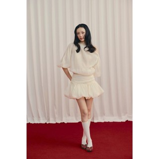 Set OLV dự tiệc lệch vai dáng ngắn Ivory Puff Sleeve One Shoulder Mini Dress