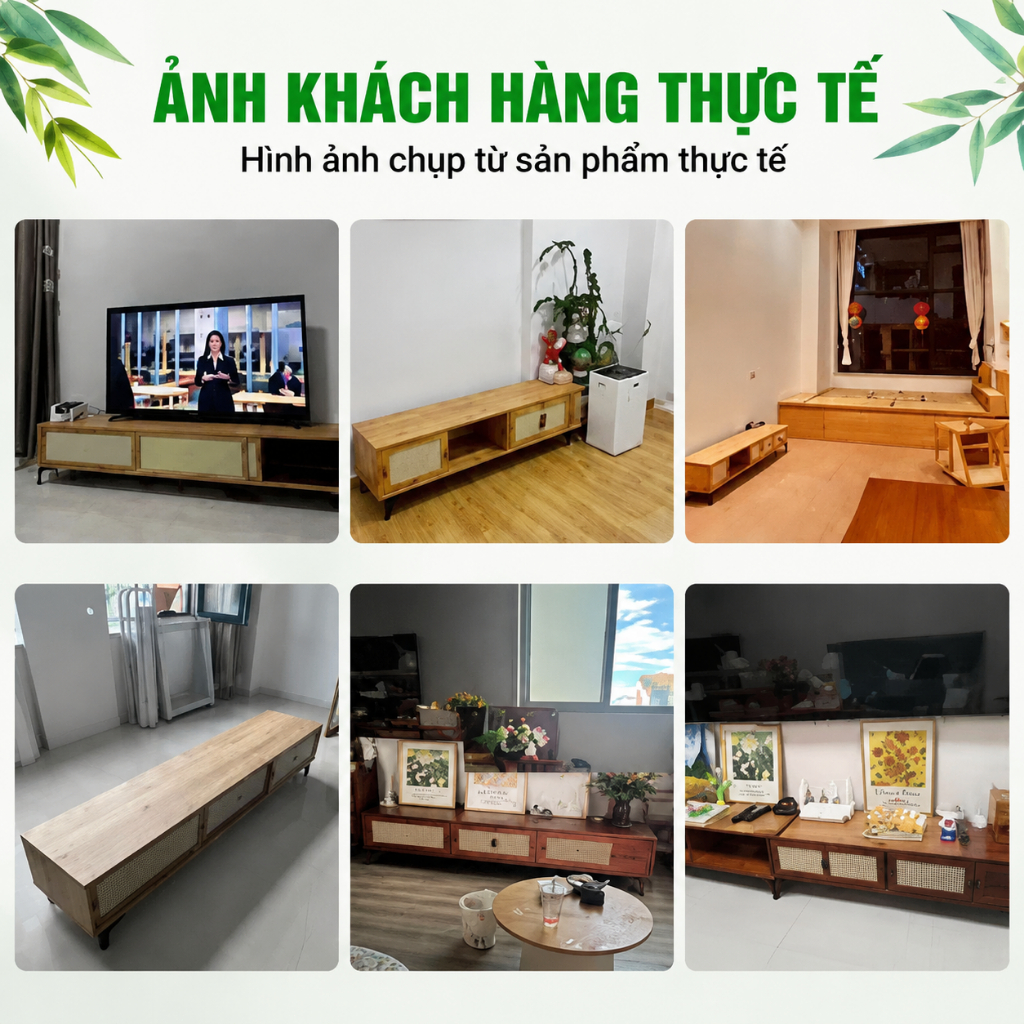 Tủ Tivi Gỗ Nguyên Tấm Phong Cách Bắc Âu Cam Kết Không Formaldehyde Bảo Hành 10 Năm