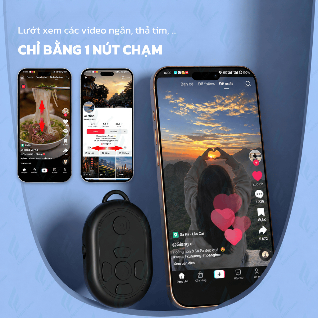 Điều khiển điện thoại di động Bluetooth từ xa chụp ảnh, quay video phù hợp với iOS và Android