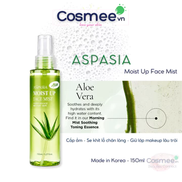 Xịt Khoáng ASPASIA Moist Up Face Mist - Xịt khoáng Nha Đam Apasia Dưỡng ẩm & Khóa nền hiệu quả 150ml