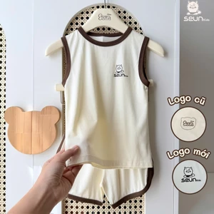| SEUNKIDS | Bộ ba lỗ visco lụa (15 màu-2 link) cho bé trai bé gái 8kg đến 35kg bộ mặc nhà đồ bộ cho