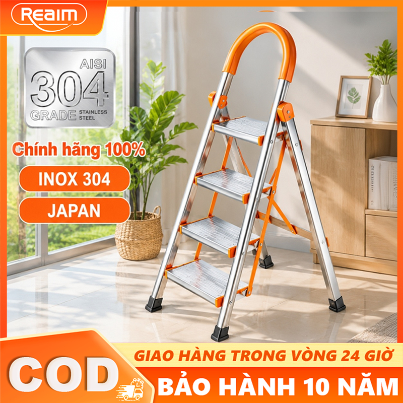 Thang Gấp Gọn 3 4 5 6 7 Bậc Khung Thang Chữ A Nhập Khẩu Thang Inox 304 Chữ A Phiên bản dày hơn
