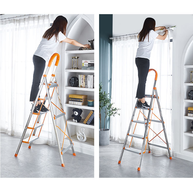 Thang Gấp Gọn 3 4 5 6 7 Bậc Khung Thang Chữ A Nhập Khẩu Thang Inox 304 Chữ A Phiên bản dày hơn