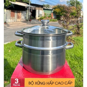 Nồi hấp inox 26cm dày dặn - lòng nồi sâu lòng thích hợp luộc gà , nấu canh