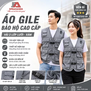 ÁO GILE BẢO HỘ TÚI HỘP VẢI DÙ 2 LỚP LƯỚI MÀU XÁM CAO CẤP | ÁO GILE ĐA NĂNG CHO KỸ SƯ CÔNG TRÌNH, PHƯỢT, CÂU CÁ