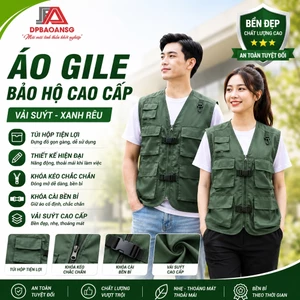 ÁO GILE BẢO HỘ TÚI HỘP VẢI SUÝT XANH RÊU – ĐA NĂNG CHO PHƯỢT, CÂU CÁ, LEO NÚI, CÔNG NHÂN KỸ SƯ XÂY DỰNG