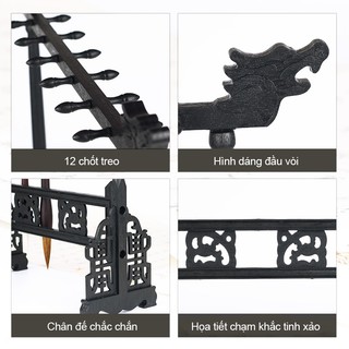 Giá Treo Bút Cọ Thư Pháp 12 Móc Chất Lượng Cao, Vật Dụng Văn Phòng Tứ Bảo Tiện Dụng