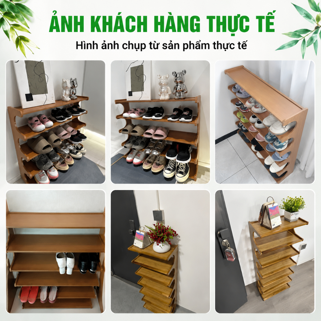 Kệ Giày Gỗ Đa Năng 2/3/4/5/6 Tầng Đựng Được 2-24 Đôi Giày Trang Trí Nhà Đẹp Gỗ Tự Nhiên Cao Cấp