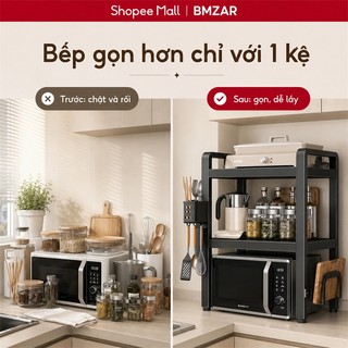 BMZAR Kệ Lò Vi Sóng Có Thể Điều 40-63cm Kệ Để Đồ Nhà Bếp 2-3 tầng Kệ Để Lò Vi Sóng Thép chịu nước và chịu nhiệt độ cao