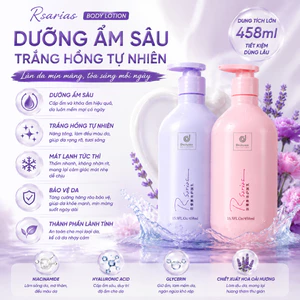 Kem dưỡng thể sữa 458 ml RSARIAS – Dưỡng trắng bật tông, cấp ẩm sâu, da mềm mịn không bết dính, phù hợp mọi loại da
