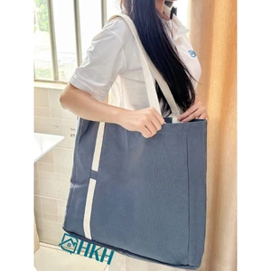 Túi Vải Đeo Vai Chất Liệu Vải Canvas Dày, Màu Xanh Than Đi Học, Đi Chơi, Đi Biển...