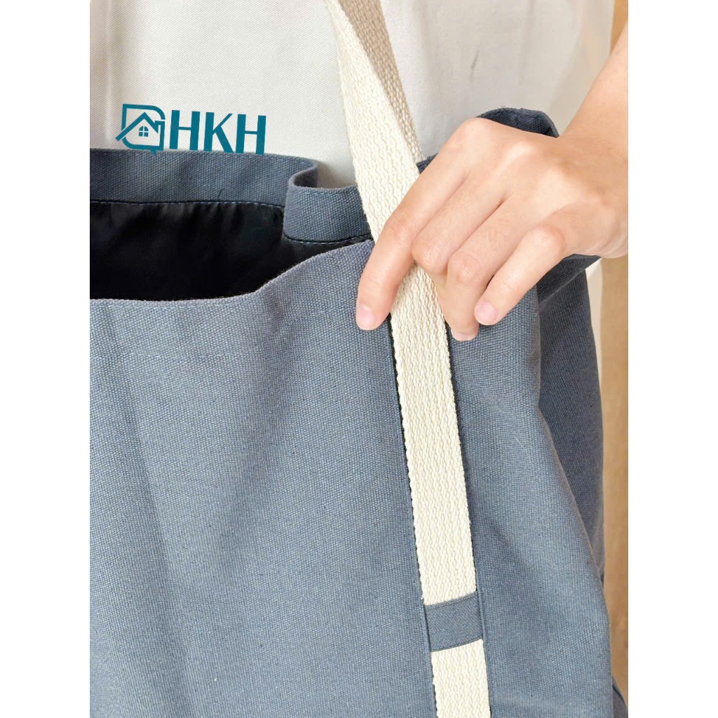 Túi Vải Đeo Vai Chất Liệu Vải Canvas Dày, Màu Xanh Than Đi Học, Đi Chơi, Đi Biển...