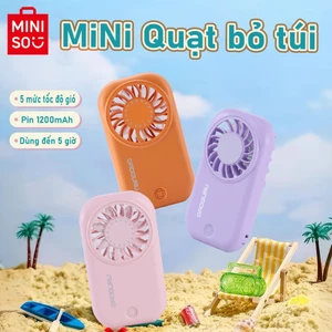 MINISO Quạt Cầm Tay Siêu Mini Dễ Thương – 5 Cấp Độ Gió, Tích Điện, Nhỏ Gọn, Mang Theo Mọi Lúc
