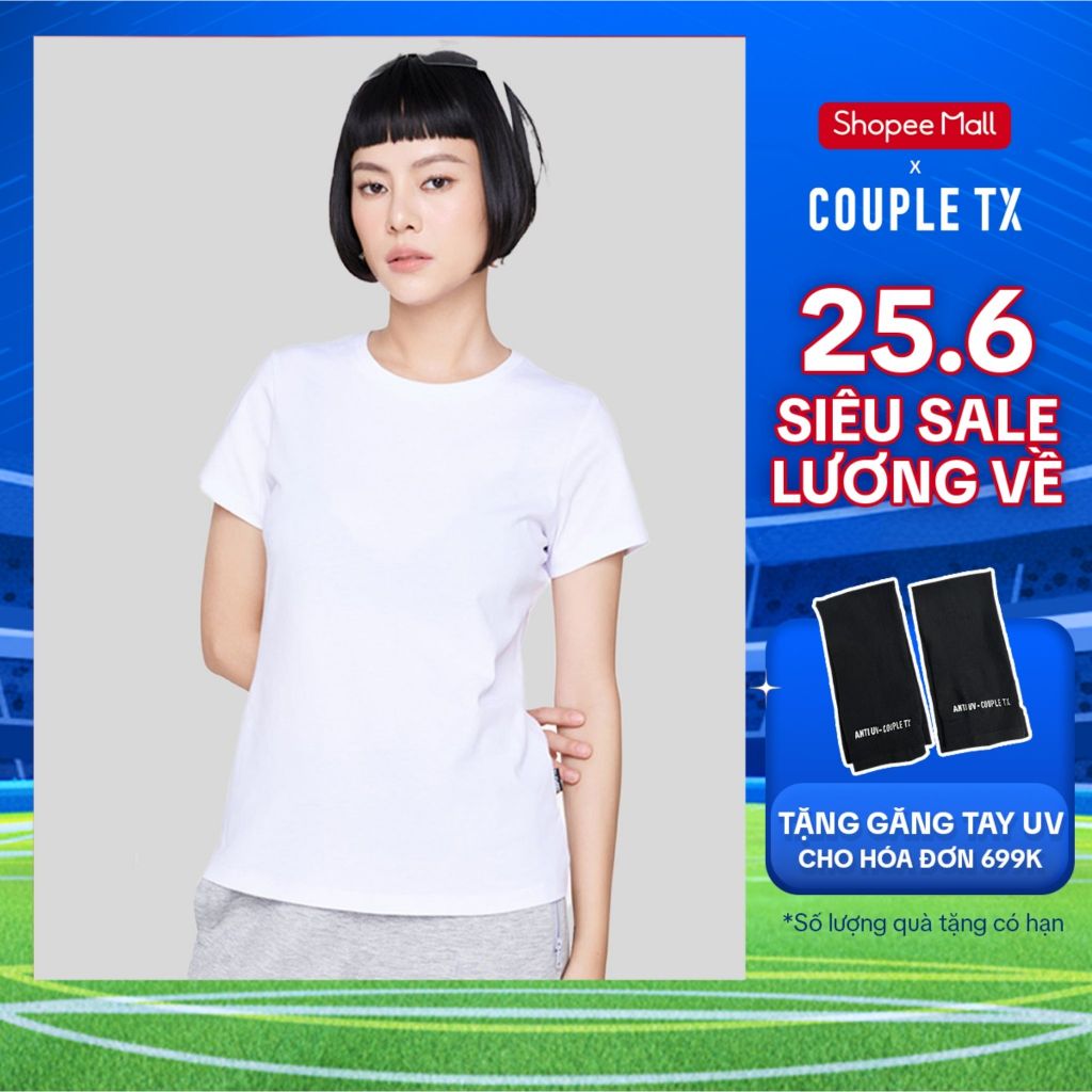 Áo Thun Nữ Couple TX Cổ Tròn Basic Vải Đốm Form Slim Ôm WTS 2375