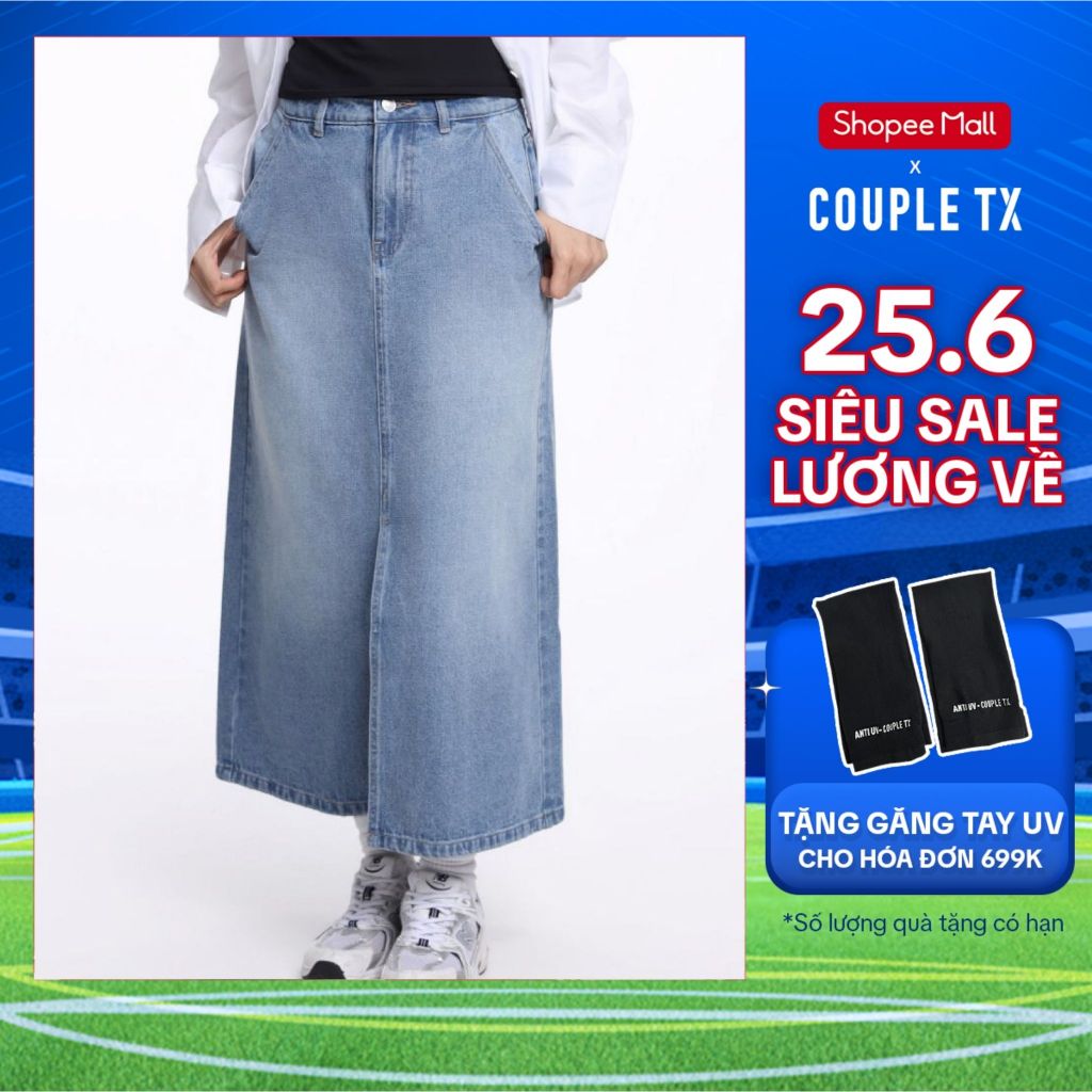 Chân Váy Jean Dáng Dài Couple TX Midi Form Chữ A Couple TX WSK 2033