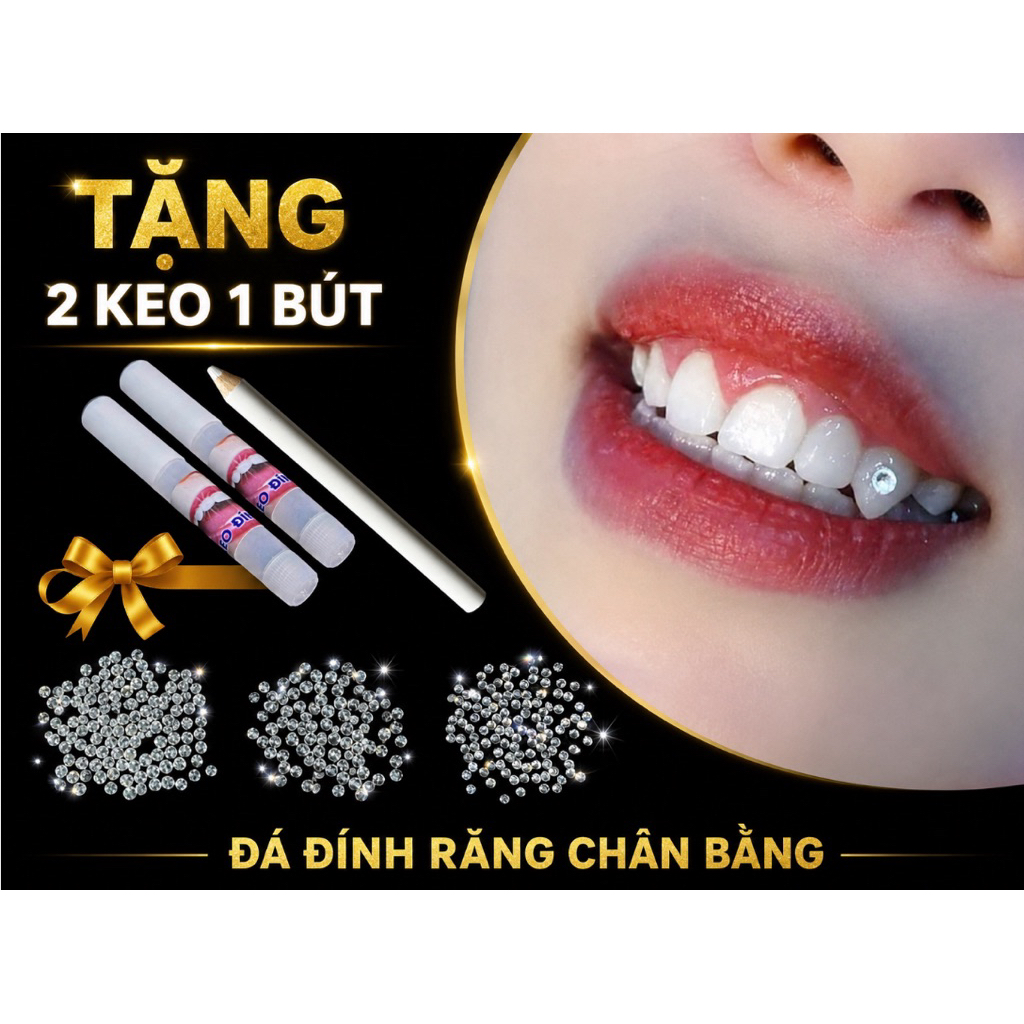 [Mix 3 size ]Combo 30v Đá Đính Răng đủ size kèm 2 Keo 1 đính Bút đính( đá chân bằng).