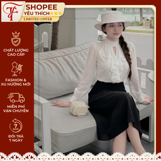 (BÁN CHẠY) Áo Sơ Mi Trắng Nữ Tay Voan Cổ Tròn - Áo Công Sở Thanh Lịch  Phong Cách Hàn Quốc Cao Cấp  379