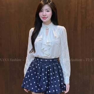 (BÁN CHẠY) Áo Sơ Mi Trắng Nữ Tay Voan Cổ Tròn - Áo Công Sở Thanh Lịch  Phong Cách Hàn Quốc Cao Cấp  379