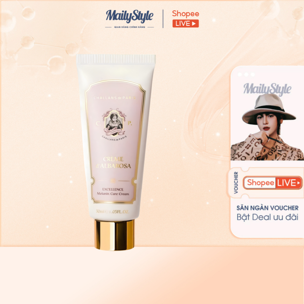Q93_Kem Dưỡng Sáng Da Challans de Paris Crème d'Albarosa Excellence Melanin Care Cream 75ml